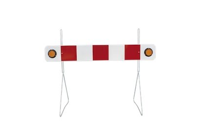 Signalisation temporaire lumax panneau bandes rouges et blanches et feu